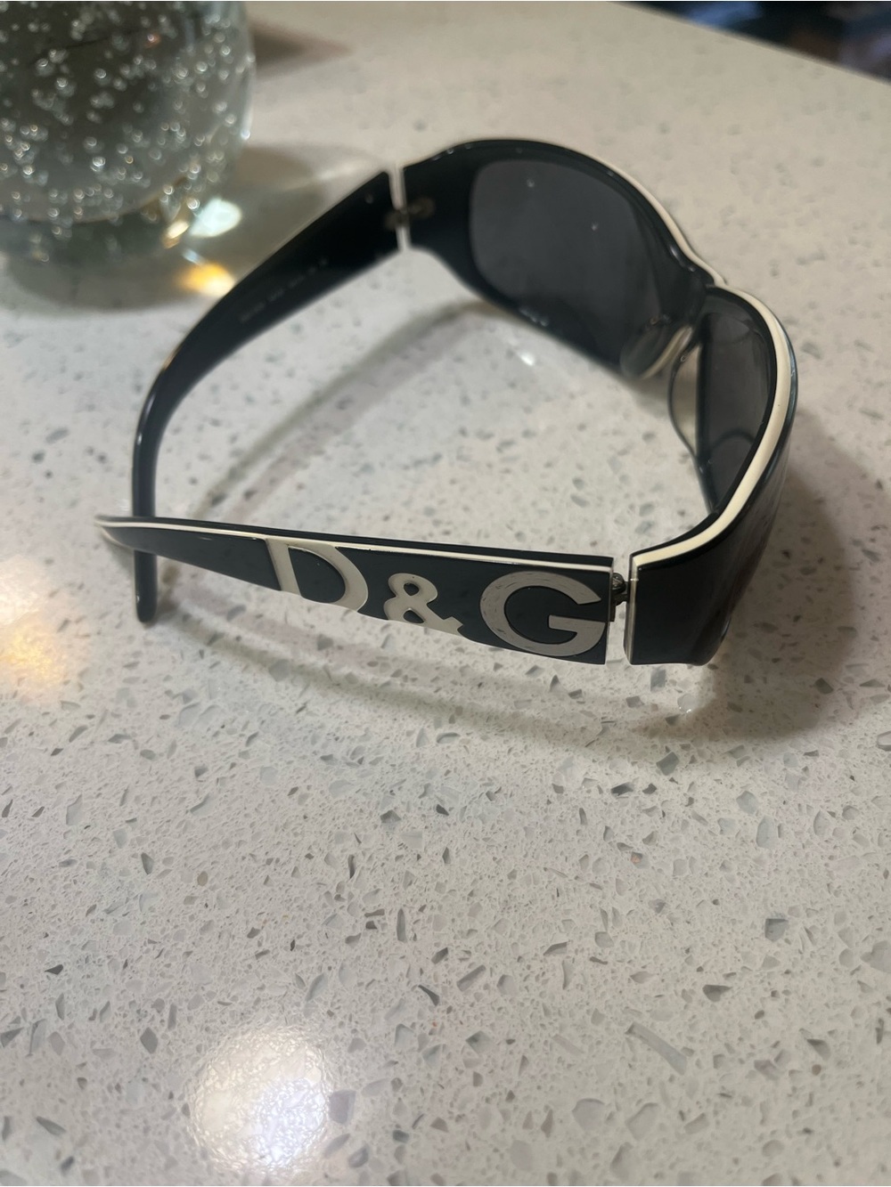 Dolce & Gabbana Black and White Logo Shield Sunglasses